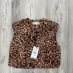 Zara Brown Leopard Print Top/ vest size medium NWT